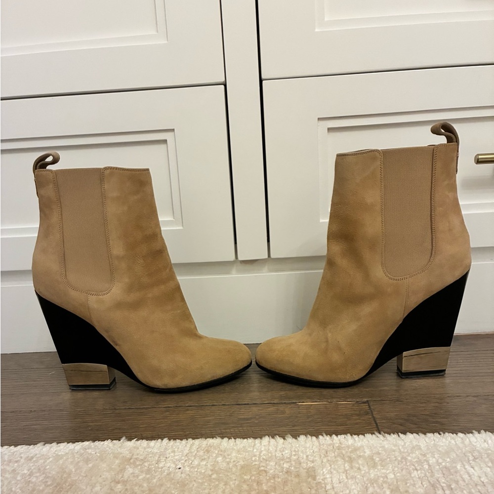 Givenchy Camel Beige Suede Ankle Boots with Wedge Heel